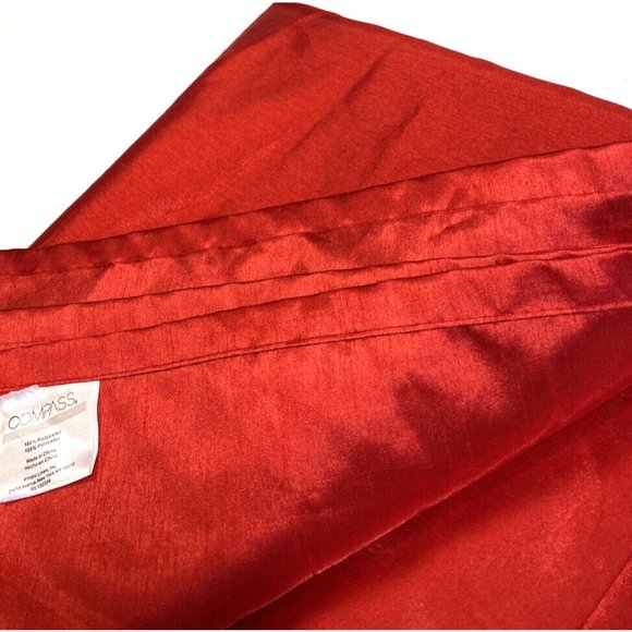 Compass Home Solid Red Curtain 1 Single Drape Panel Grommets Faux Silk Bright - Picture 5 of 6
